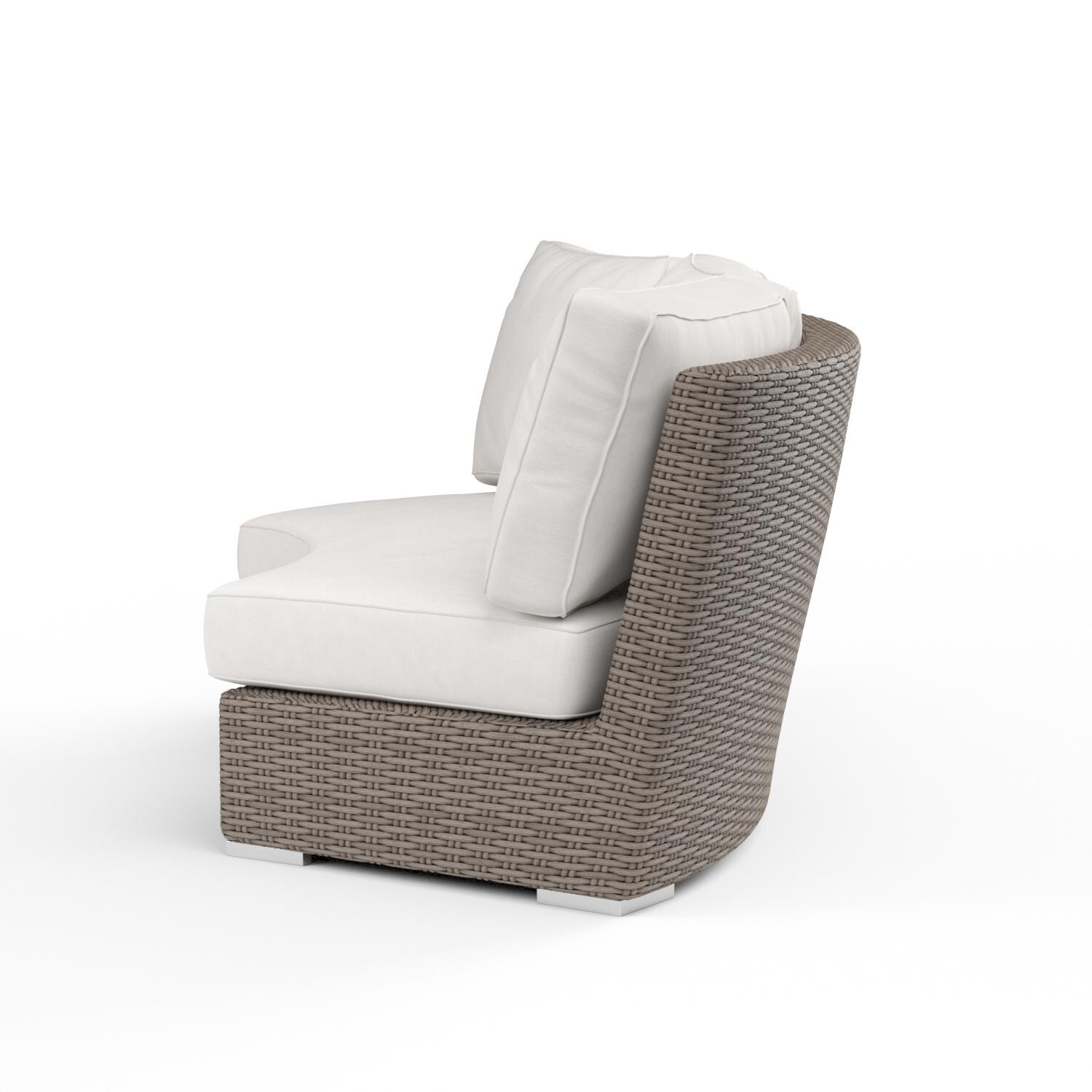 Sunset West - 2101-CRV-5492 - Coronado Resin Wicker Curved Sectional Patio Loveseat W/ Sunbrella Canvas Flax Self Welt Cushions - Side View thumbnail