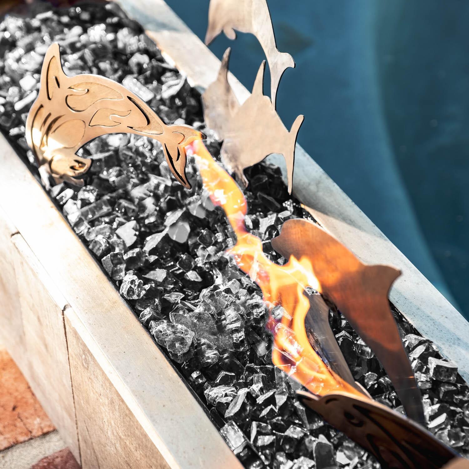 BBQGuys Signature Series 72-Inch Linear Drop-In Fire Pit Pan - Dolphin Seascape - Outdoor Burning Detail thumbnail