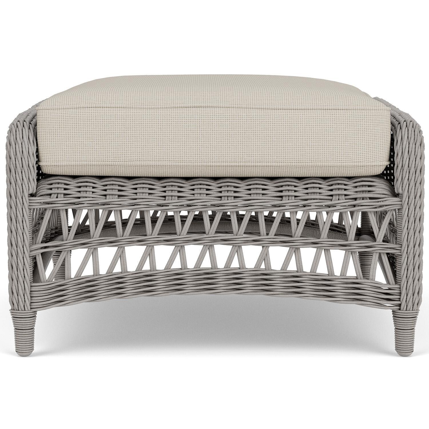 Mackinac Wicker Ottoman in Putty/Fife Fog By Lloyd Flanders