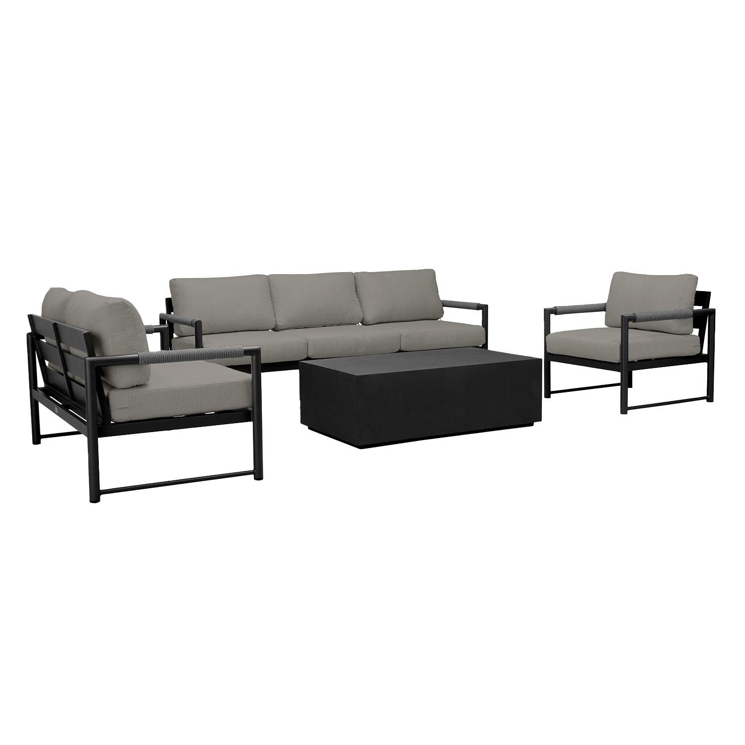 Lakeview AVEBAY-BK-CO-SET137-CC Avenue Bay Black/Carbon 4 Pc Sofa Loveseat Set - Canvas Charcoal - Angled - White Background thumbnail