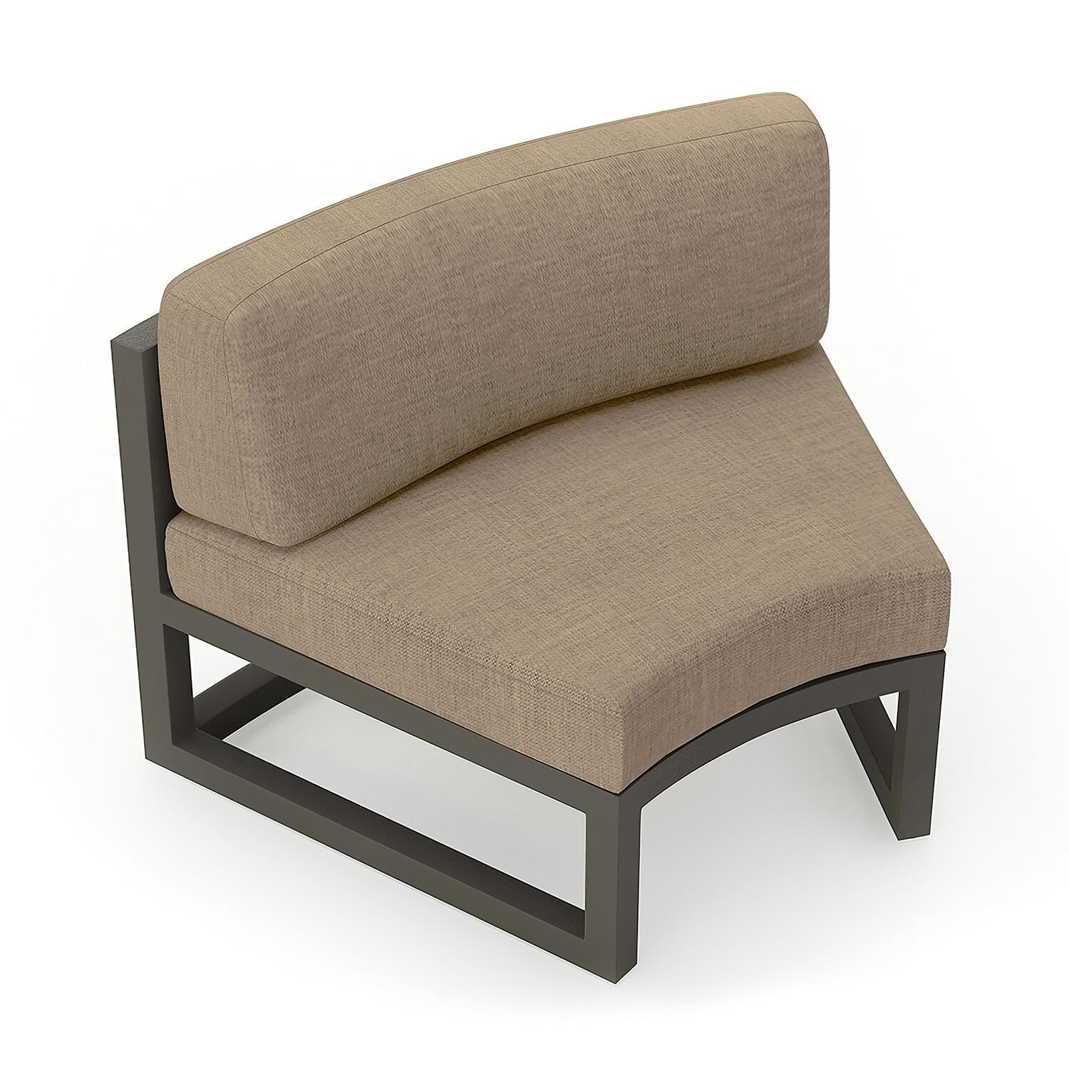 Misty Cove 2 Piece Aluminum Curve Club Chair in Slate w/Heather Beige Cushions by Lakeview - Top Angle View - White Background thumbnail