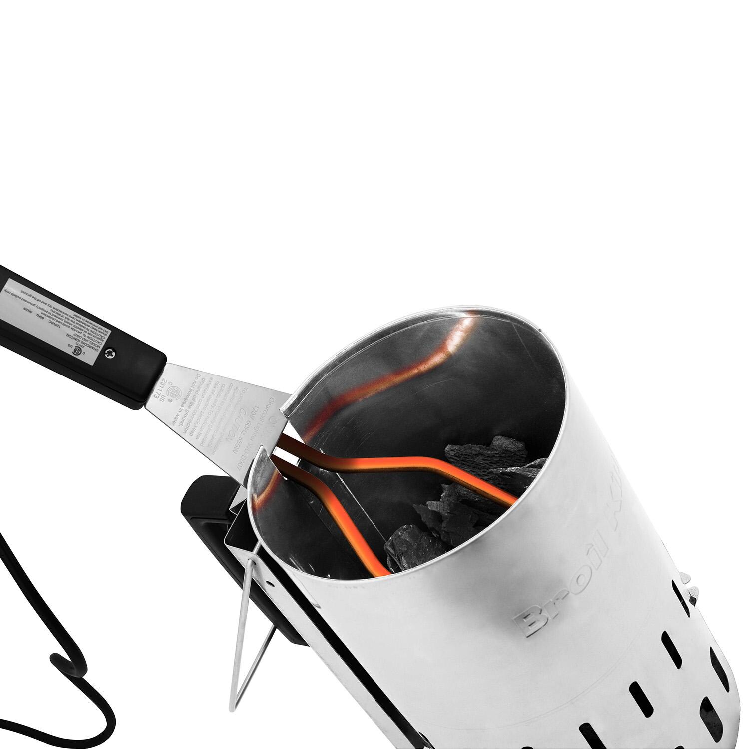 Broil King Stainless Steel Chimney Charcoal Starter - 63970 - Starter On - White Background thumbnail