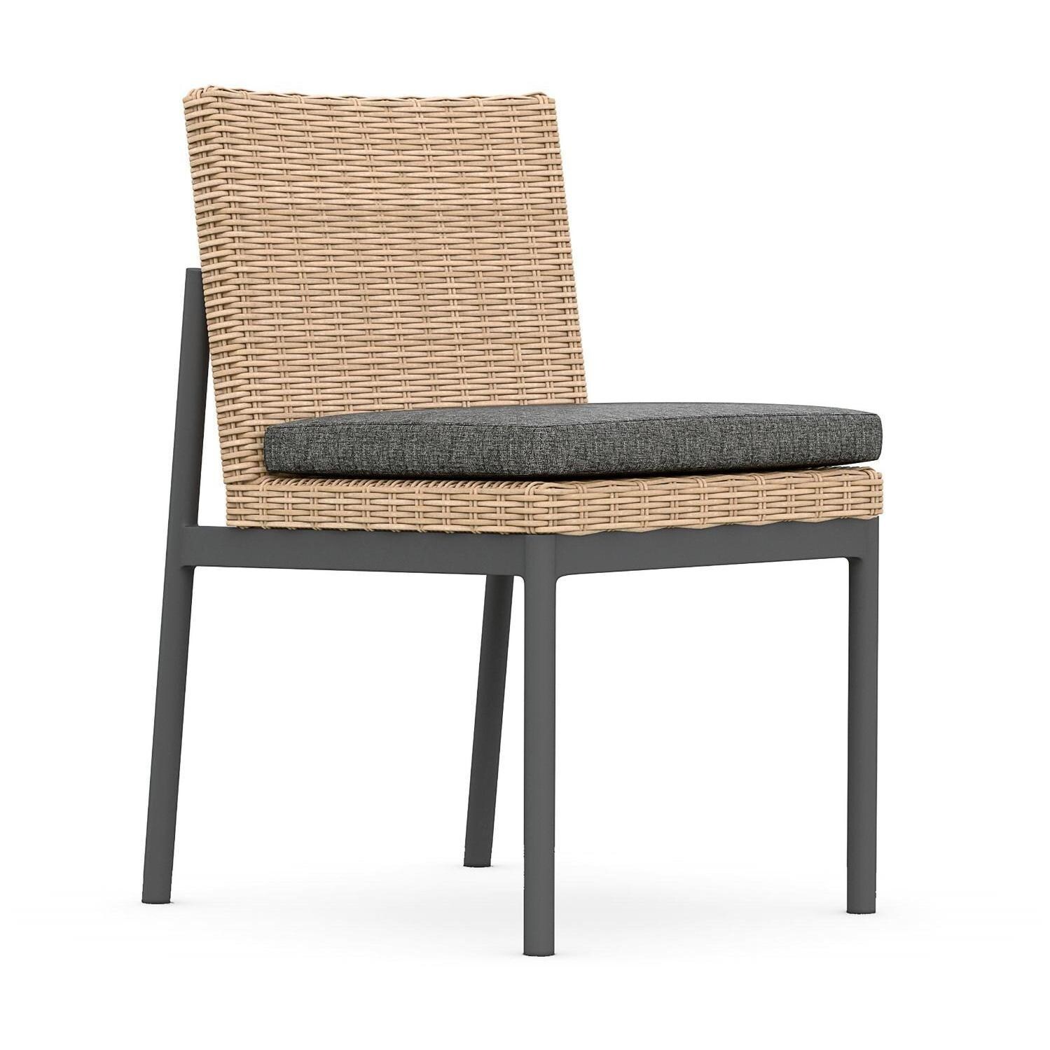 Azzurro Living Terra Wicker Armless Dining Chair in Natural/Midnight - Angled - White Background thumbnail