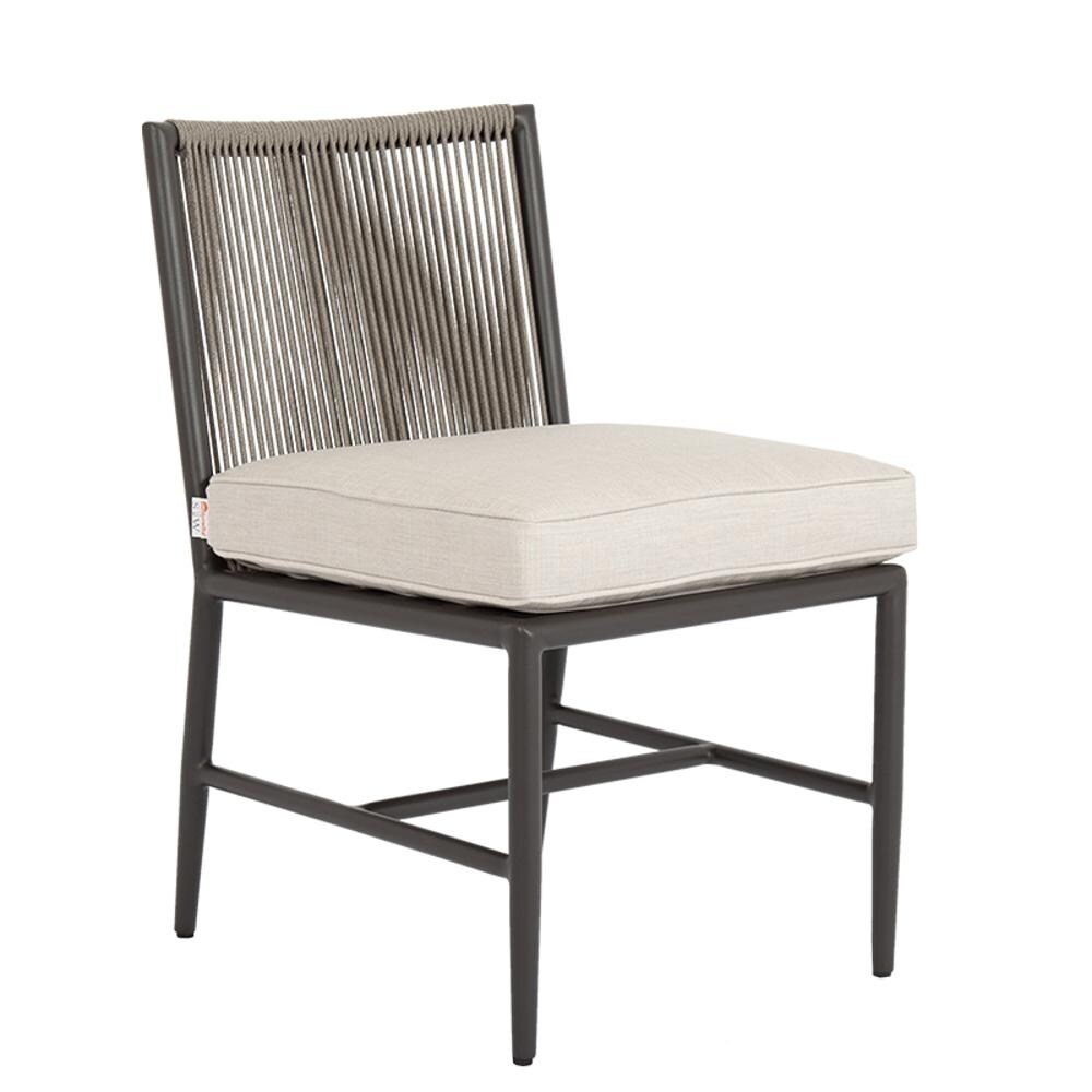 Sunset West - 4601-1A-57005 - Pietra Rope & Aluminum Armless Patio Dining Chair W/ Sunbrella Echo Ash Cushion thumbnail