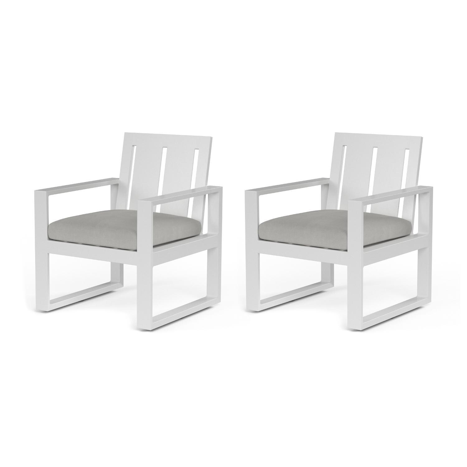 Newport 2 Piece Aluminum Patio Dining Chair Set W/ Sunbrella Cast Silver Cushions By Sunset West