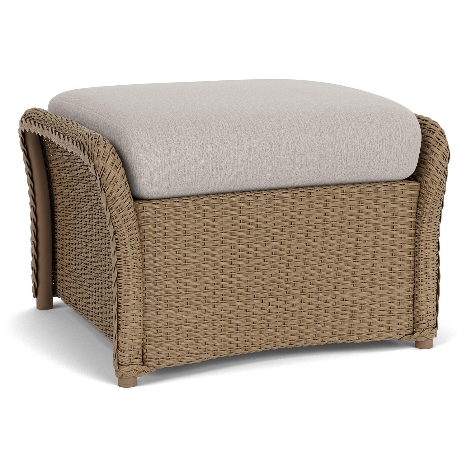 Lloyd Flanders Weekend Retreat Woven Ottoman in Fawn Finish W/ Remy Cloud Fabric - Back Left thumbnail