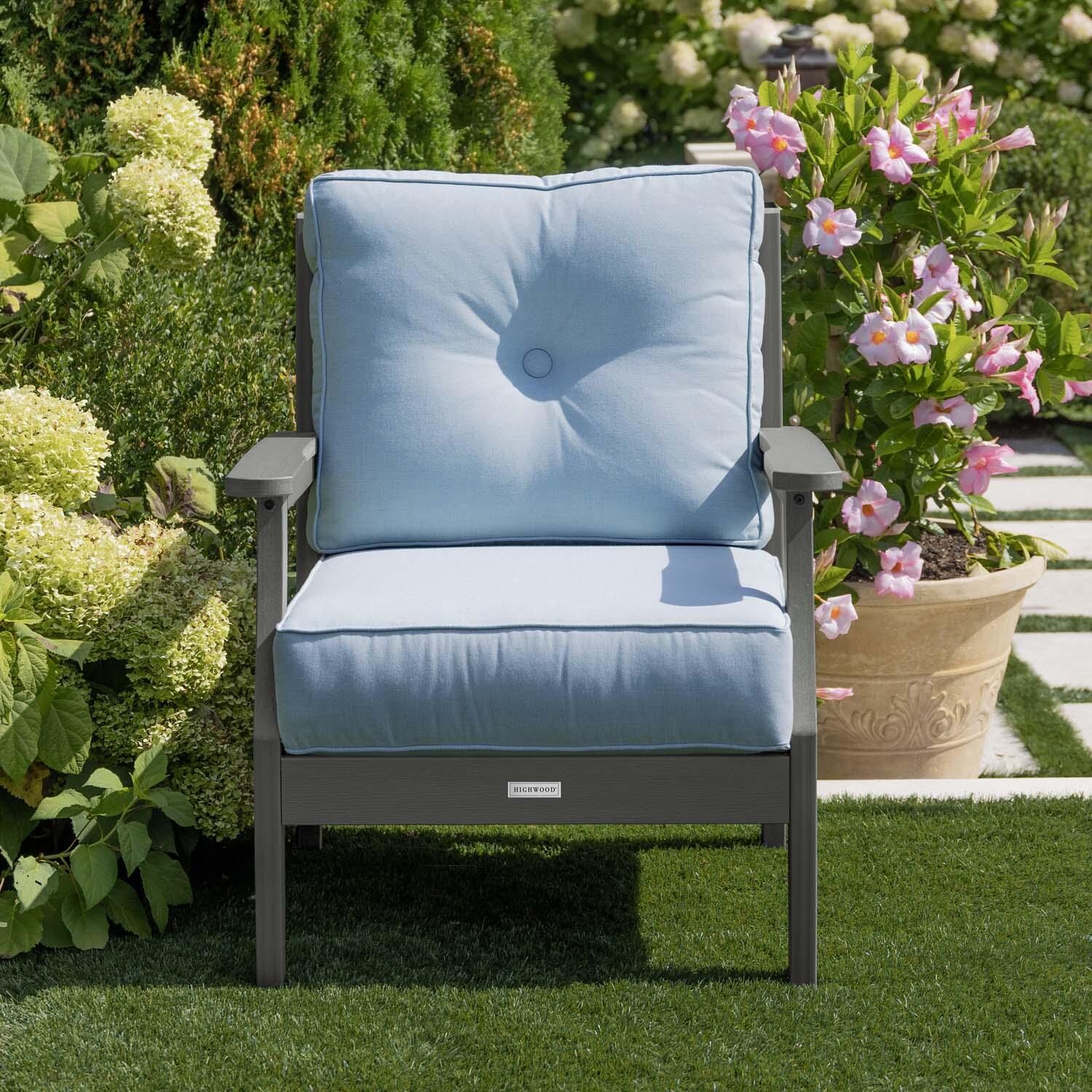 Blushing Bay Recycled Plastic Club Chair in Bliss Dew/Coastal Teak by Lakeview Outdoor Designs