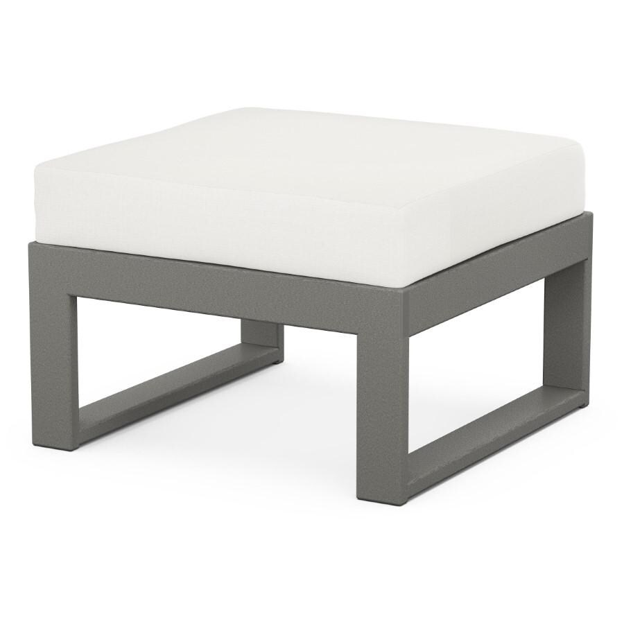 EDGE Recycled Plastic Ottoman in Slate Gray/Natural Linen by POLYWOOD