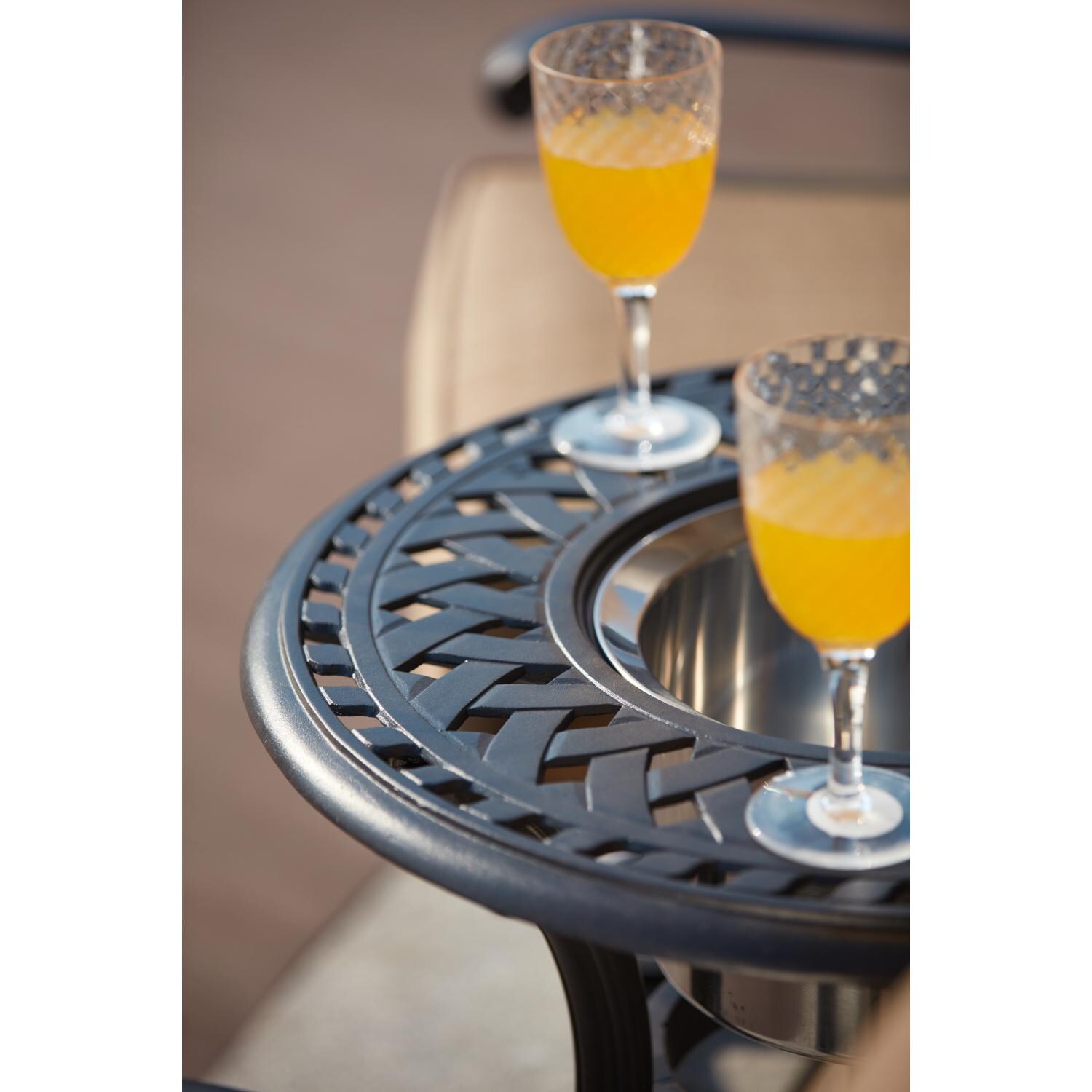 Darlee 201666-3PC-60RQ Capri Cast Aluminum End Table - Top Detail thumbnail