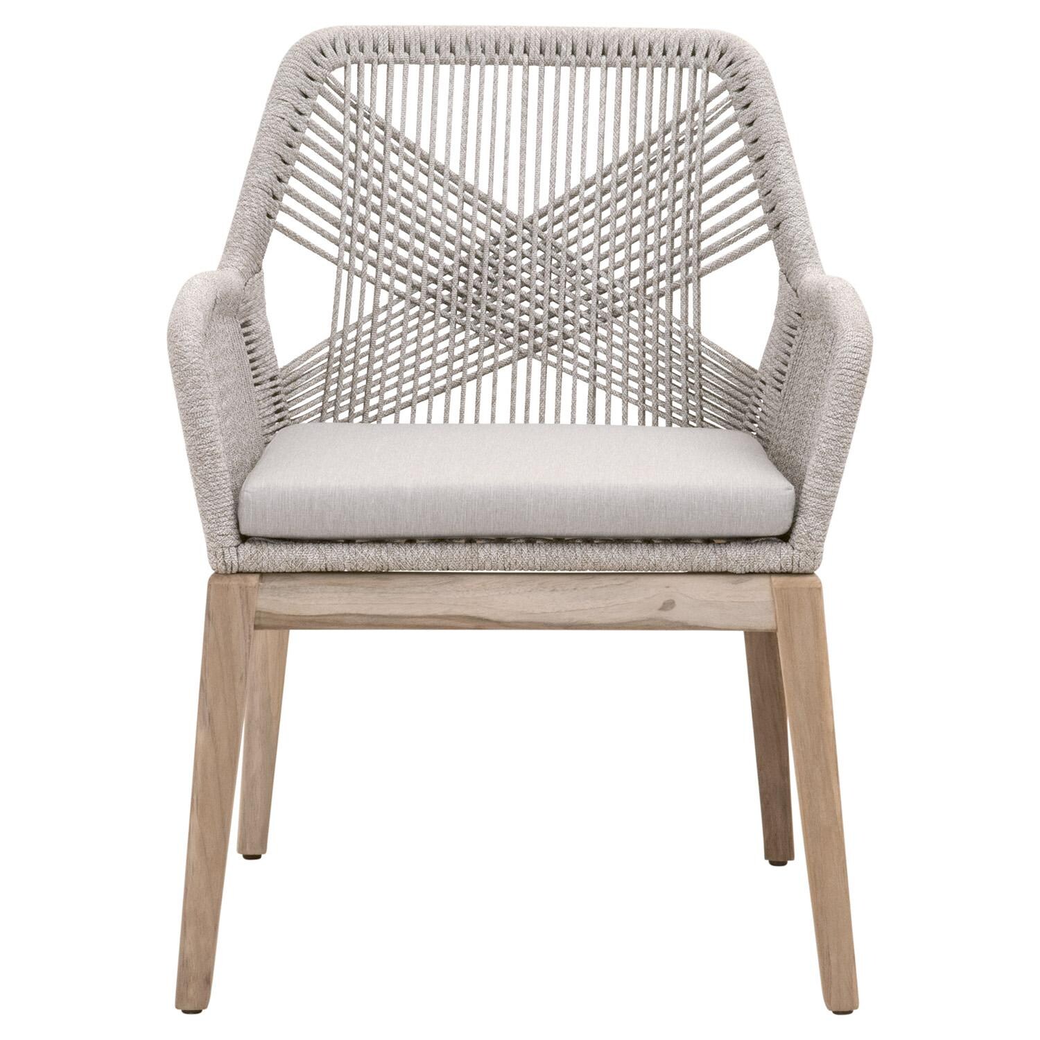 Lakeview Peninsula Way 2 Pc Woven Rope Dining Arm Chair in Taupe & White thumbnail