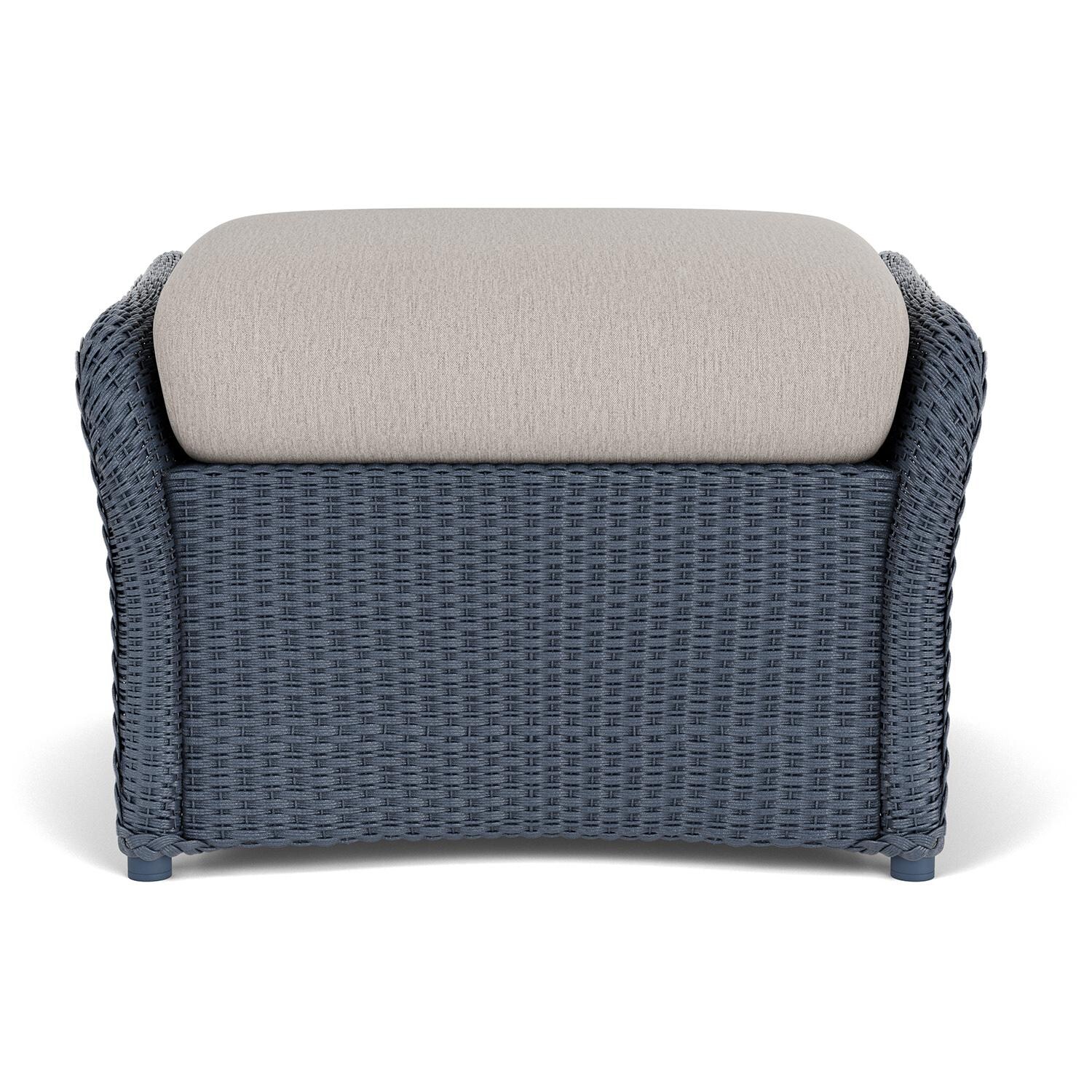 Weekend Retreat Lloyd Loom Ottoman in Denim Blue/Remy Cloud by Lloyd Flanders