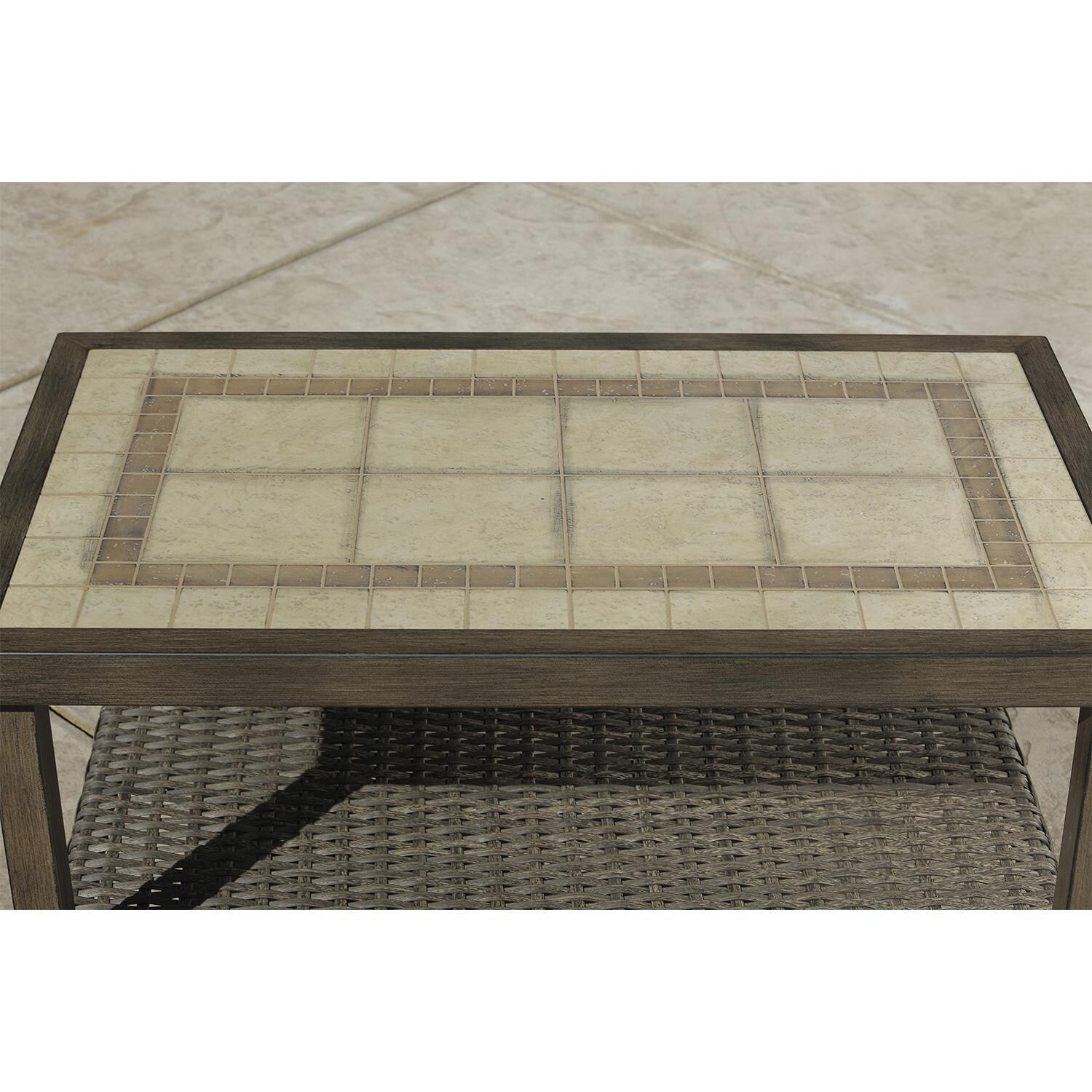 Lakeview Outdoor Designs Dove Cay 6 Piece Wicker & Aluminum Patio Conversation Set - Patio Chat Table Tabletop Detail thumbnail