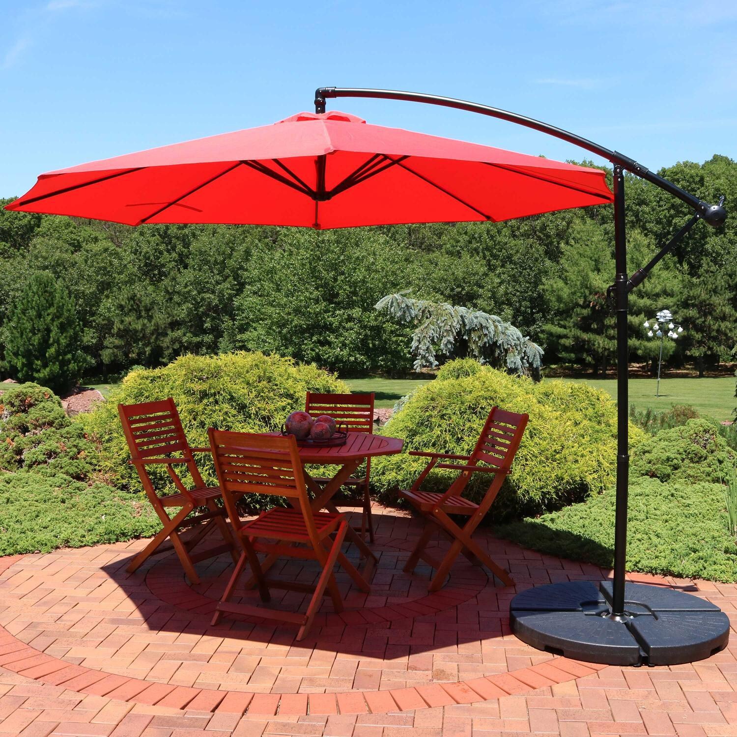 Ultimate Patio 9.5 Ft. Octagonal Patio Cantilever Umbrella W/ Crank - Cherry thumbnail