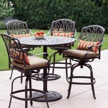 Darlee Elisabeth 5 Piece Cast Aluminum Patio Bar Set With Swivel Bar Stools image