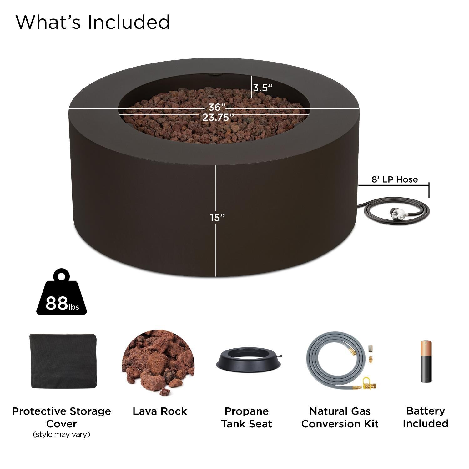 Elysian 36-in Round Steel Propane Fire Pit Table in Dark Bronze by Lakeview Outdoor Designs - Included - Detail thumbnail