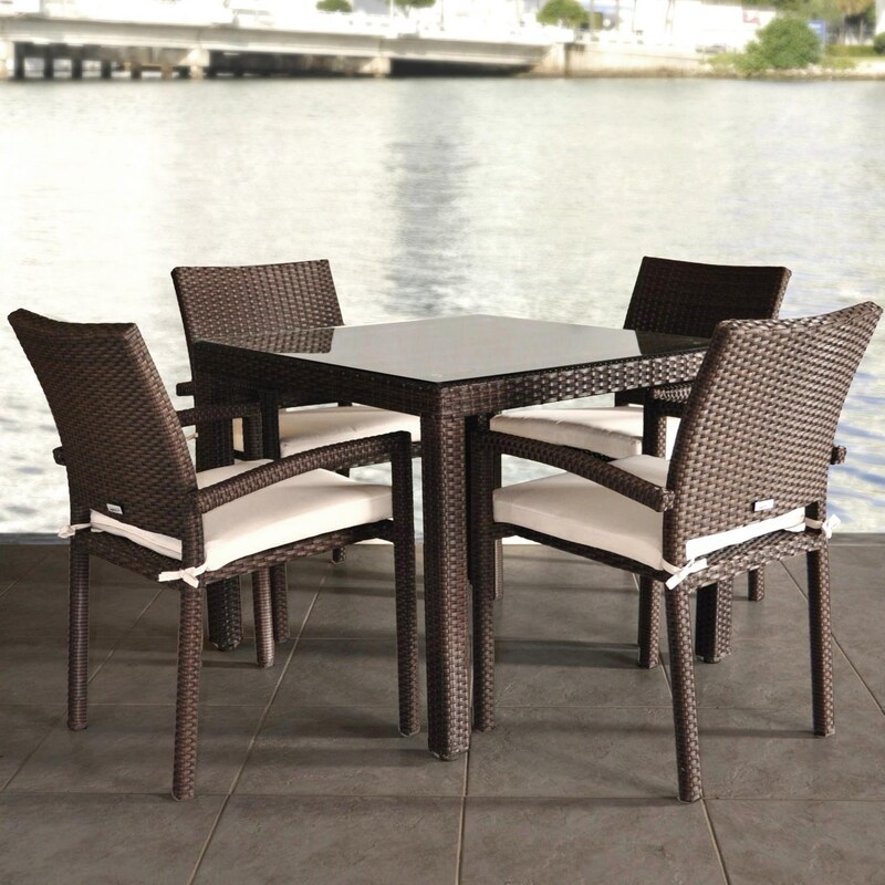 Atlantic Liberty 4-Person Resin Wicker Patio Dining Set With Glass Top