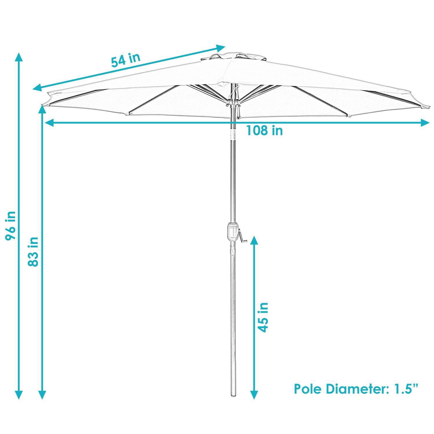Ultimate Patio 9 Ft. Octagonal Patio Umbrella W/ Crank Lift - Navy Blue - Line Drawing thumbnail