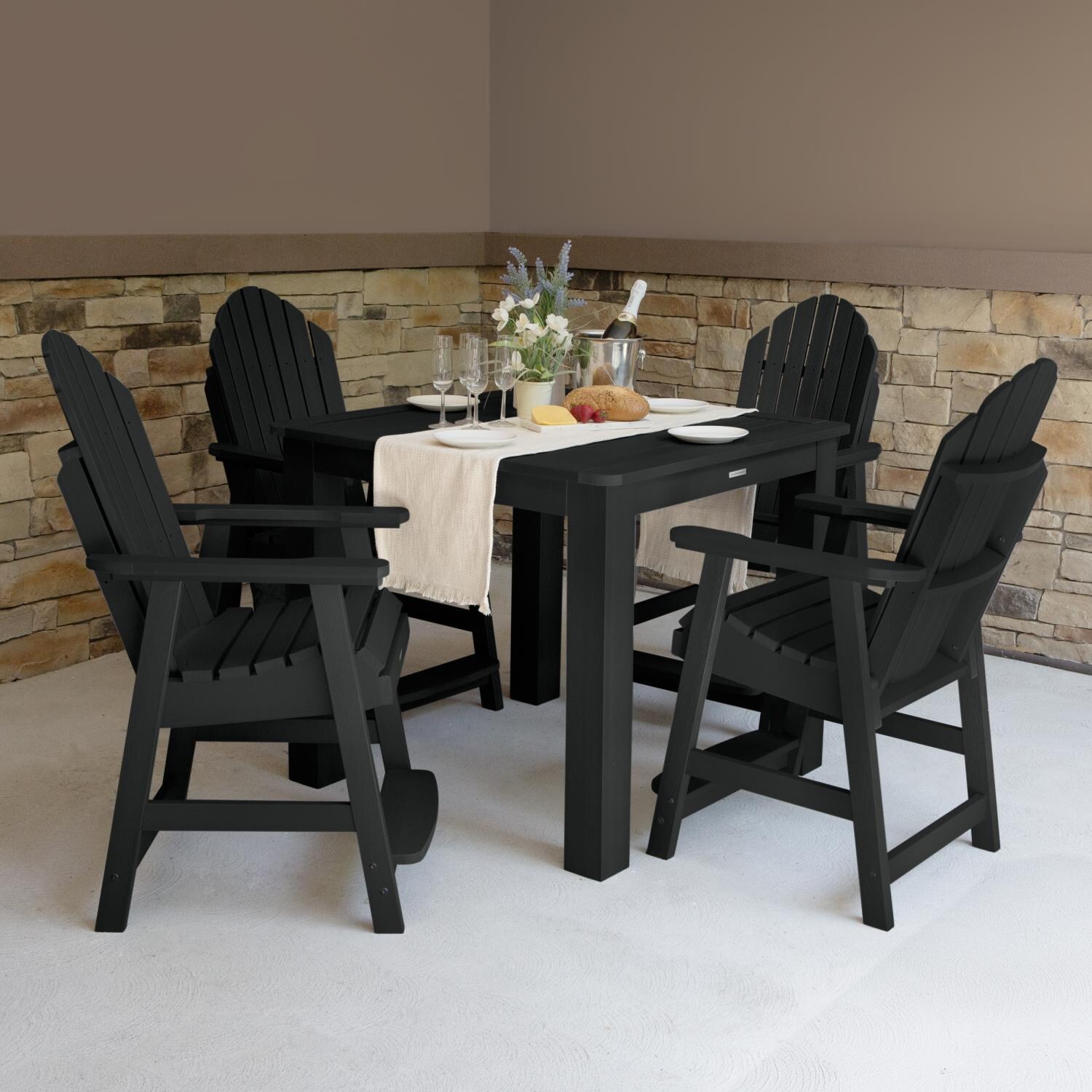 Dream Bay 5 Pc Square Counter-Height Dining Set in Black by Lakeview Outdoor Designs - Lifestyle thumbnail
