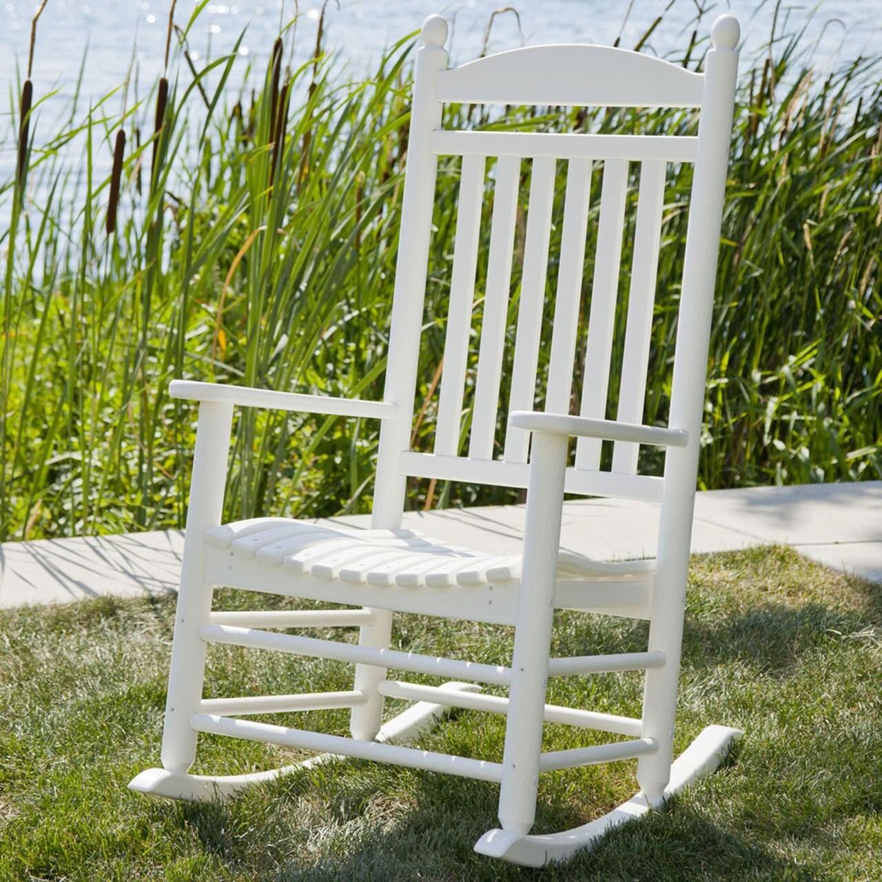 Jefferson Recycled Plastic Wood Patio Rocking Chair By POLYWOOD White BBQGuys