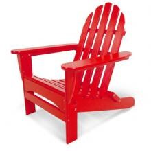 Classic Recycled Plastic Wood Patio Folding Adirondack Chair By POLYWOOD - Sunset Red