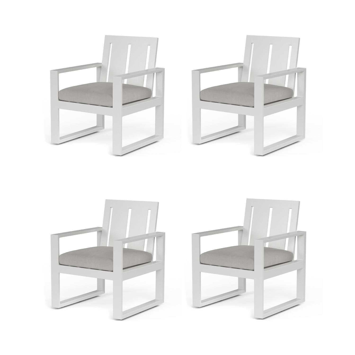 Newport 4 Piece Aluminum Patio Dining Chair Set W/ Sunbrella Cast Silver Cushions By Sunset West