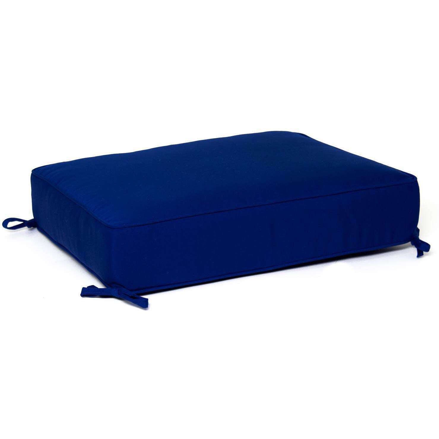 Large Replacement Ottoman Cushion With Piping - Canvas True Blue thumbnail