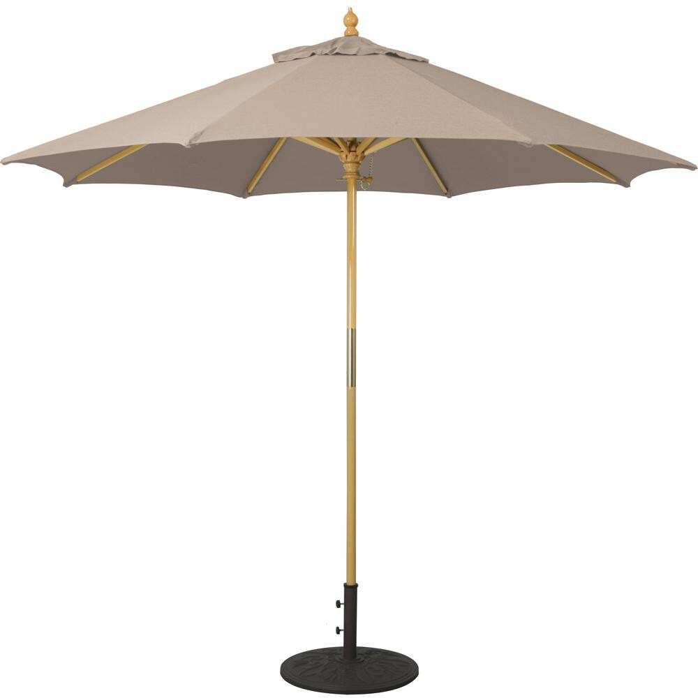 Galtech 9 Ft. Octagonal Wood Patio Umbrella W/ Manual Lift - Light Wood Frame W/ Forest Green Sunbrella Fabric (Umbrella Base Not Included) thumbnail
