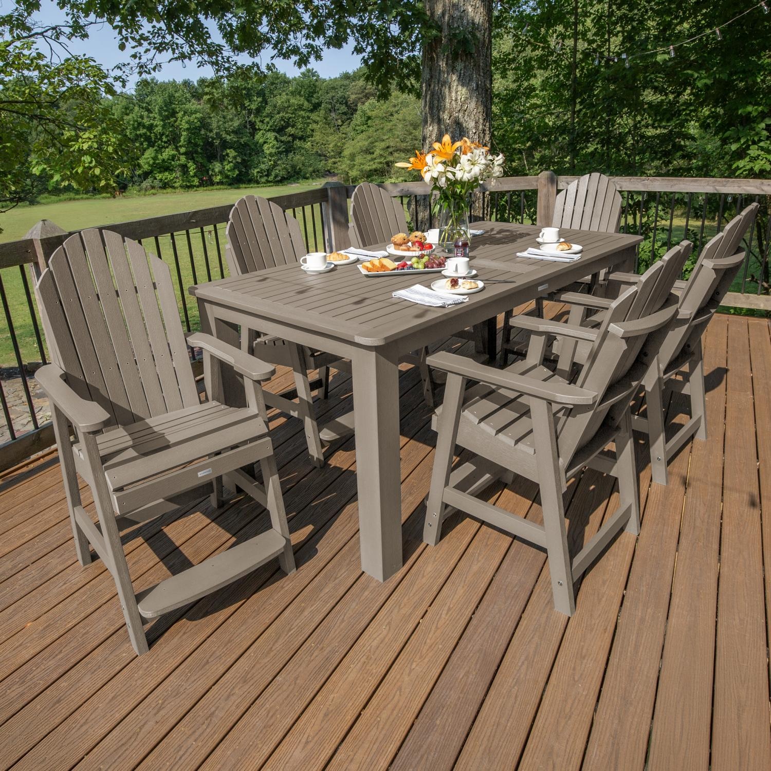 Dream Bay 7 Pc Recycled Plastic Counter Height Dining Set in Woodland Brown by Lakeview