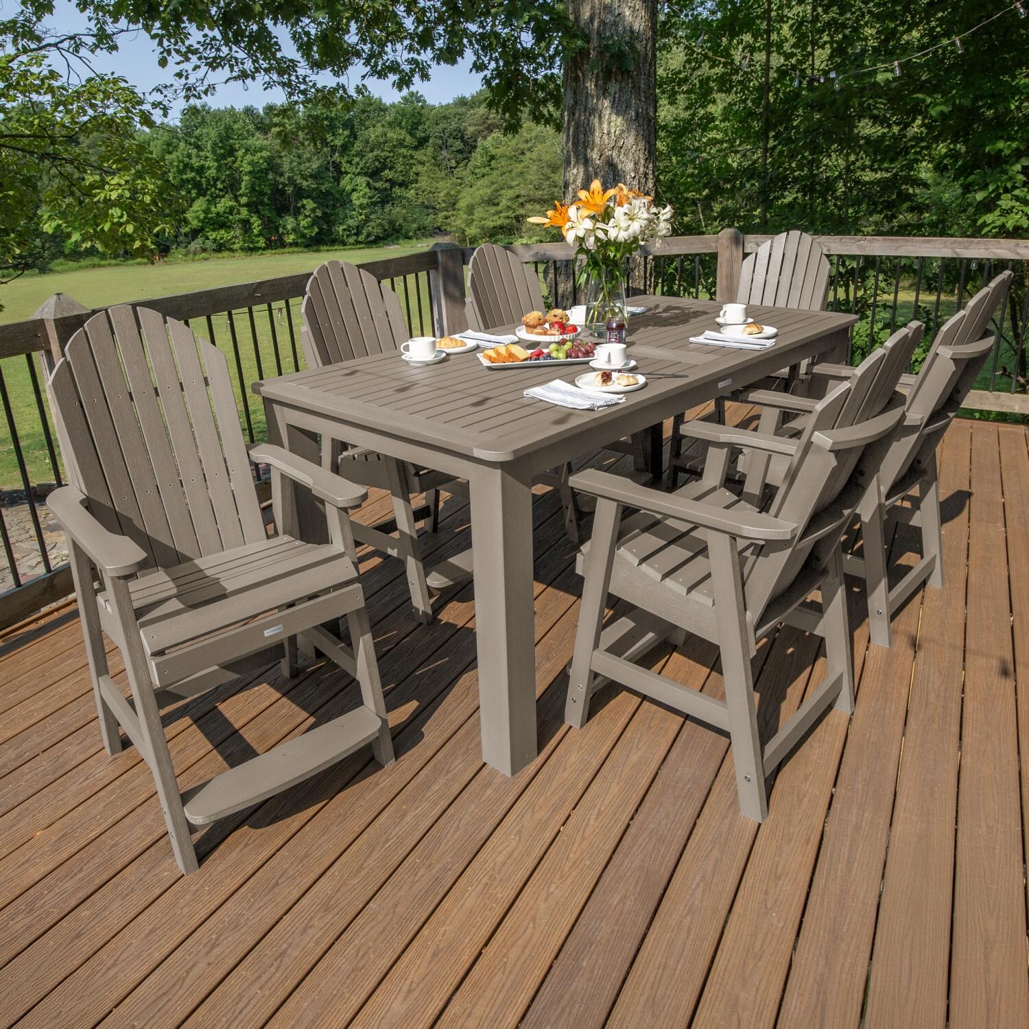 Dream Bay 7 Pc Recycled Plastic Counter Height Dining Set In Woodland Brown By Lakeview - Lifestyle thumbnail