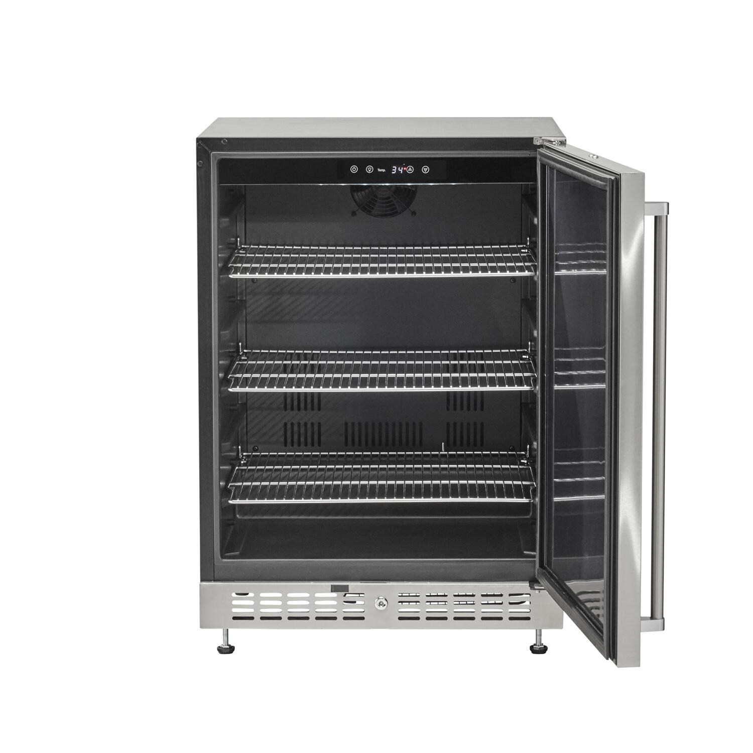 Coyote 21 Inch Built-In Refrigerator - C121R-S-L - Open - White Background