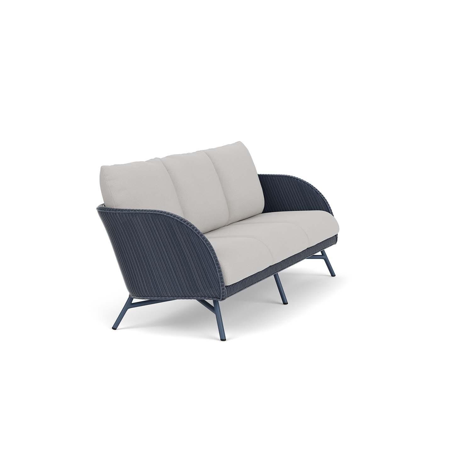 Lloyd Flanders Essence Sofa W/Tundra Dove Fabric - Denim Blue Finish - Angled thumbnail