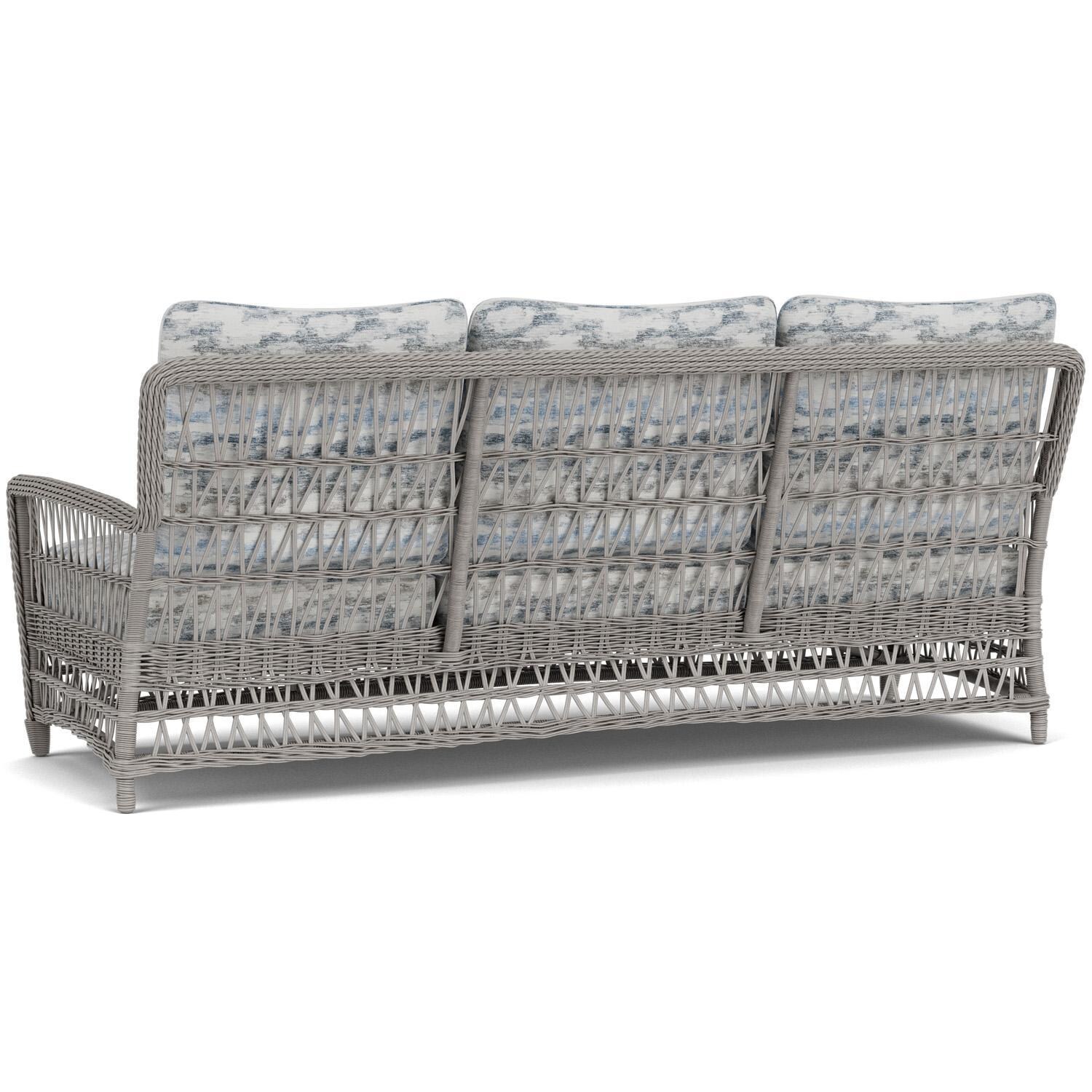 Lloyd Flanders Mackinac Sofa in Putty Finish with Stratosphere Cloud Fabric - Rear Left thumbnail