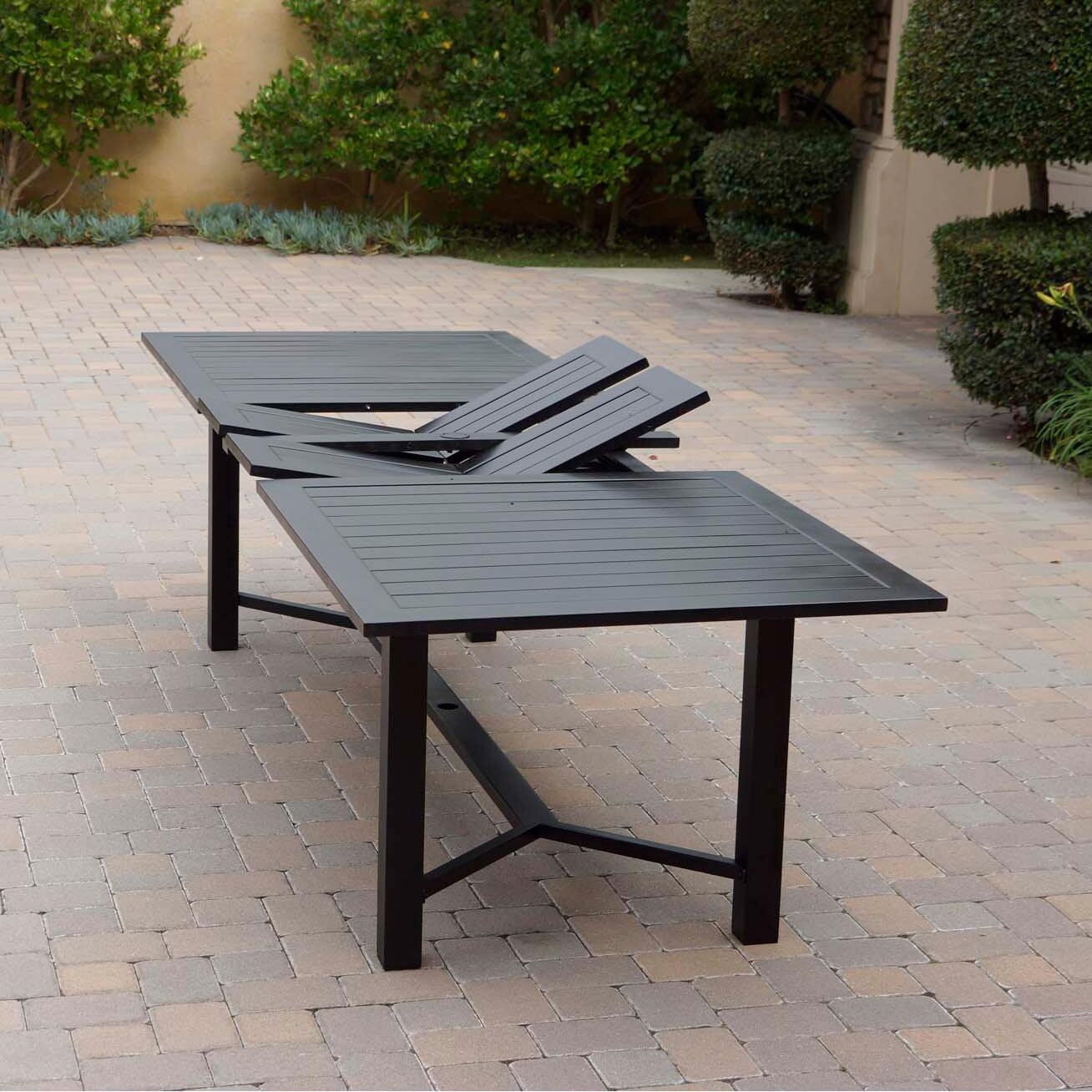 Palm Springs 11 Pc Aluminum Dining Set in Antique Bronze/Beige by Darlee - Butterfly Extension - Detail thumbnail