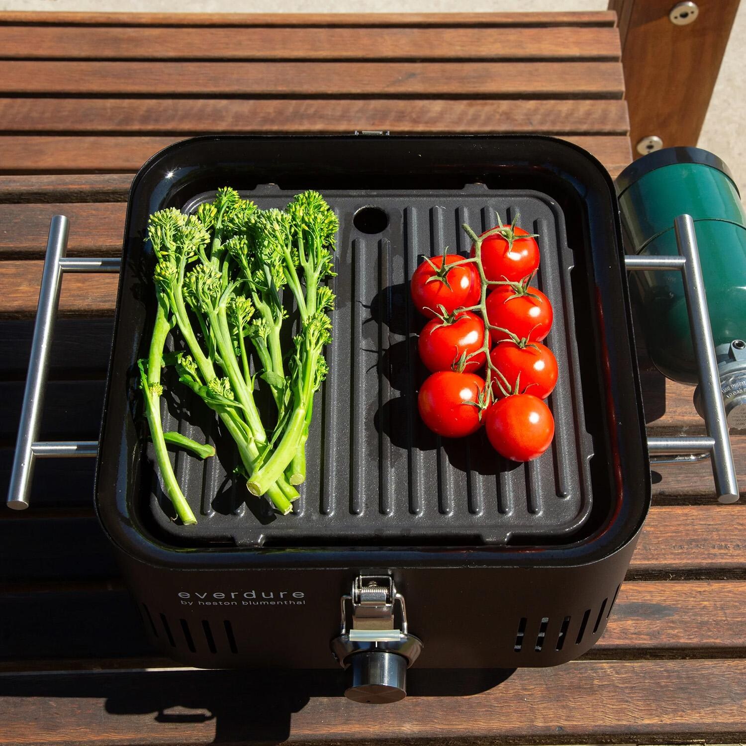 Everdure ECUBEGPLATE CUBE PROFLAME 360 Reversible Griddle Plate - Making Vegetables - Lifestyle thumbnail