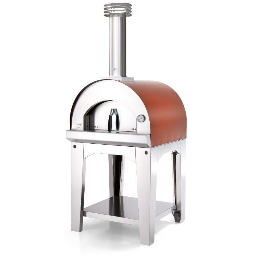 Fontana Forni FTMAR-R Margherita Wood-Fired Pizza Oven On Cart - Red - White Background thumbnail