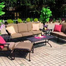 Darlee Ten Star 7 Piece Cast Aluminum Patio Conversation Seating Set With Coffee Table & 2 End Tables image