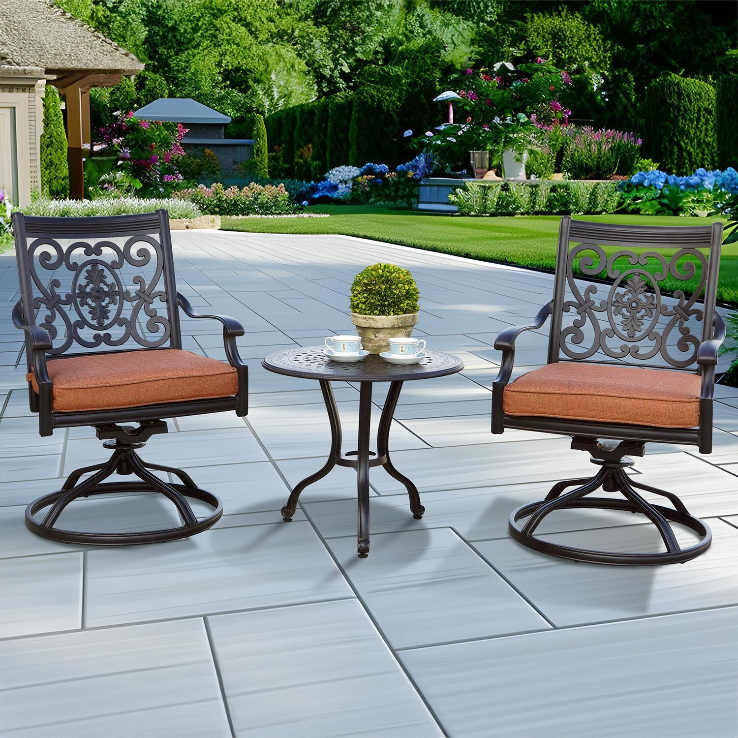 Darlee St. Cruz 3-Piece Patio Conversation Set with Cushions and 24 Inch Round End Table - Set - Lifestyle thumbnail