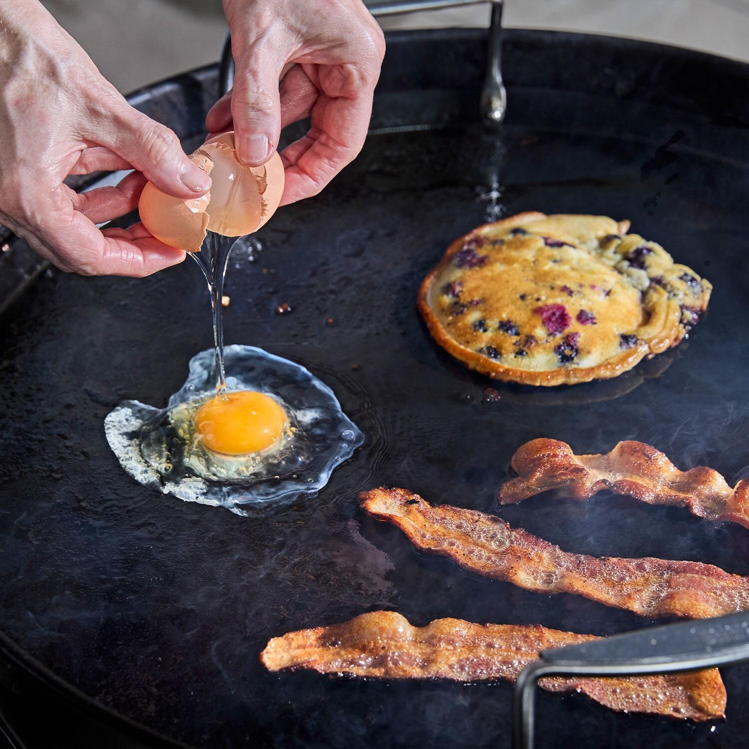 Weber 3400382 Rust-Resistant Griddle Insert - Cooking Breakfast - Close Up - Lifestyle thumbnail