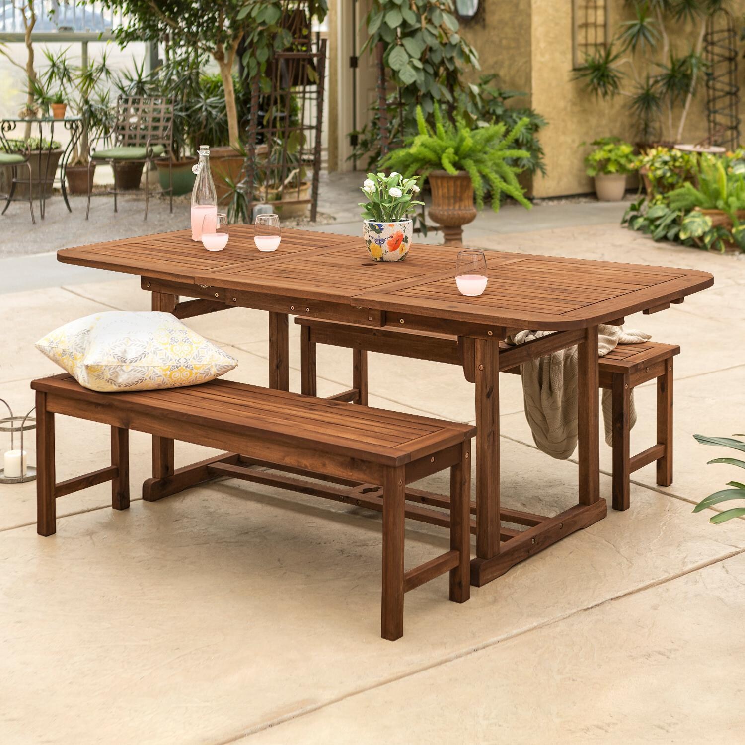 Ultimate Patio Horizon Way 3 Piece Dark Brown Acacia Patio Dining Set W/ 55 X 35 Inch Extension Table thumbnail
