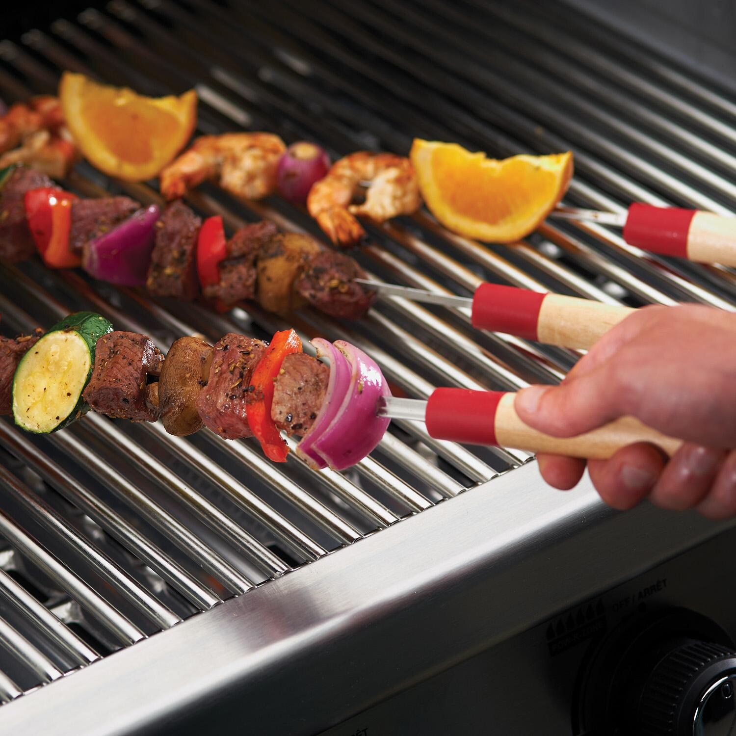 GrillPro 22-in Deluxe Skewers w/ Silicone & Wooden Handles - 40538 - Cooking - Lifestyle thumbnail