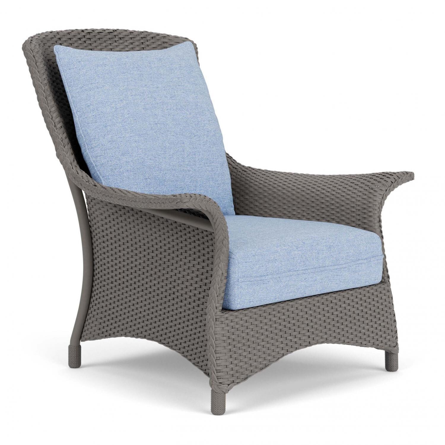 Lloyd Flanders Mandalay Lounge Chair in Pewter Finish with Demo Skyway fabric - Angled thumbnail