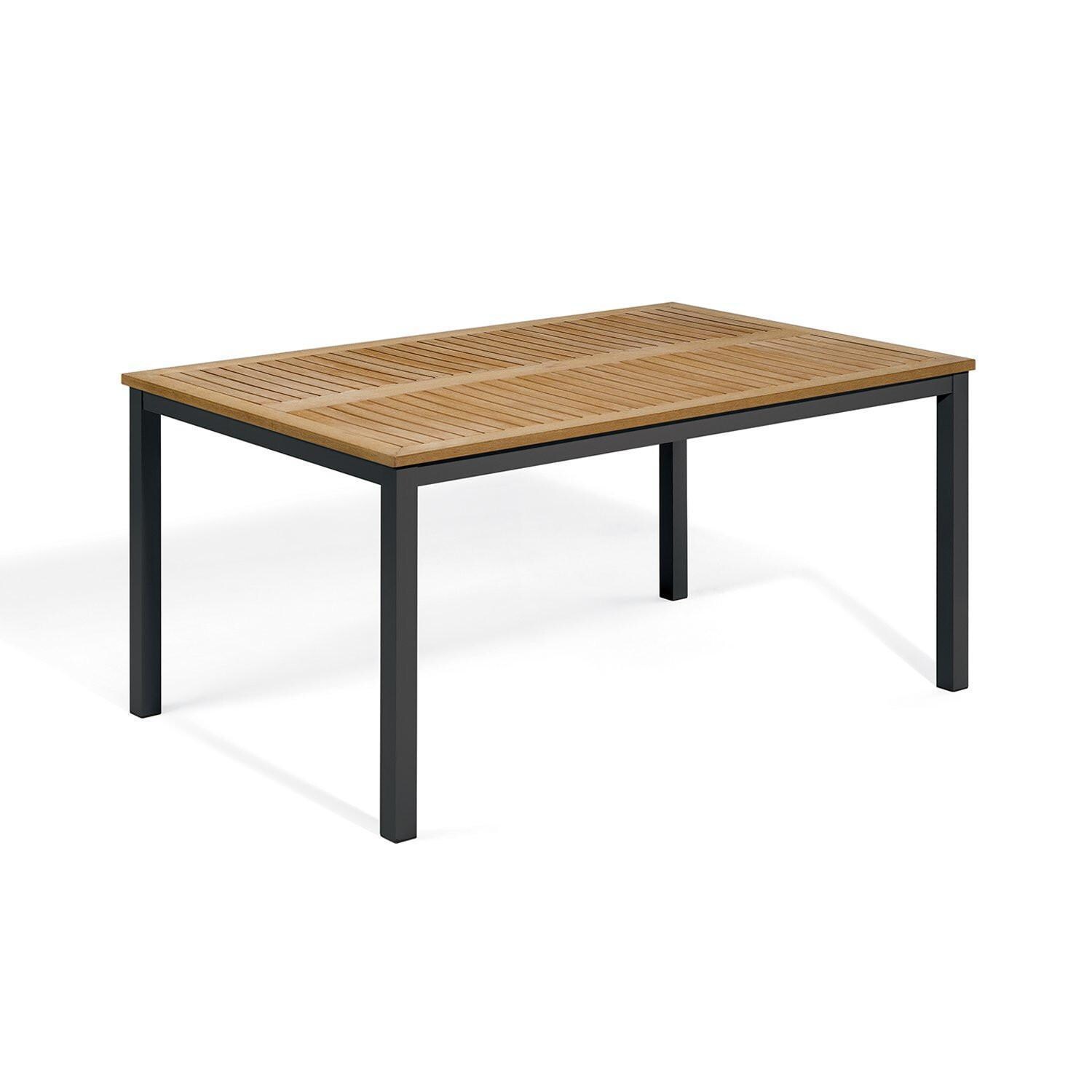 Oxford Garden Travira 6 Piece Carbon Aluminum Patio Dining Set - Natural Tekwood Table thumbnail
