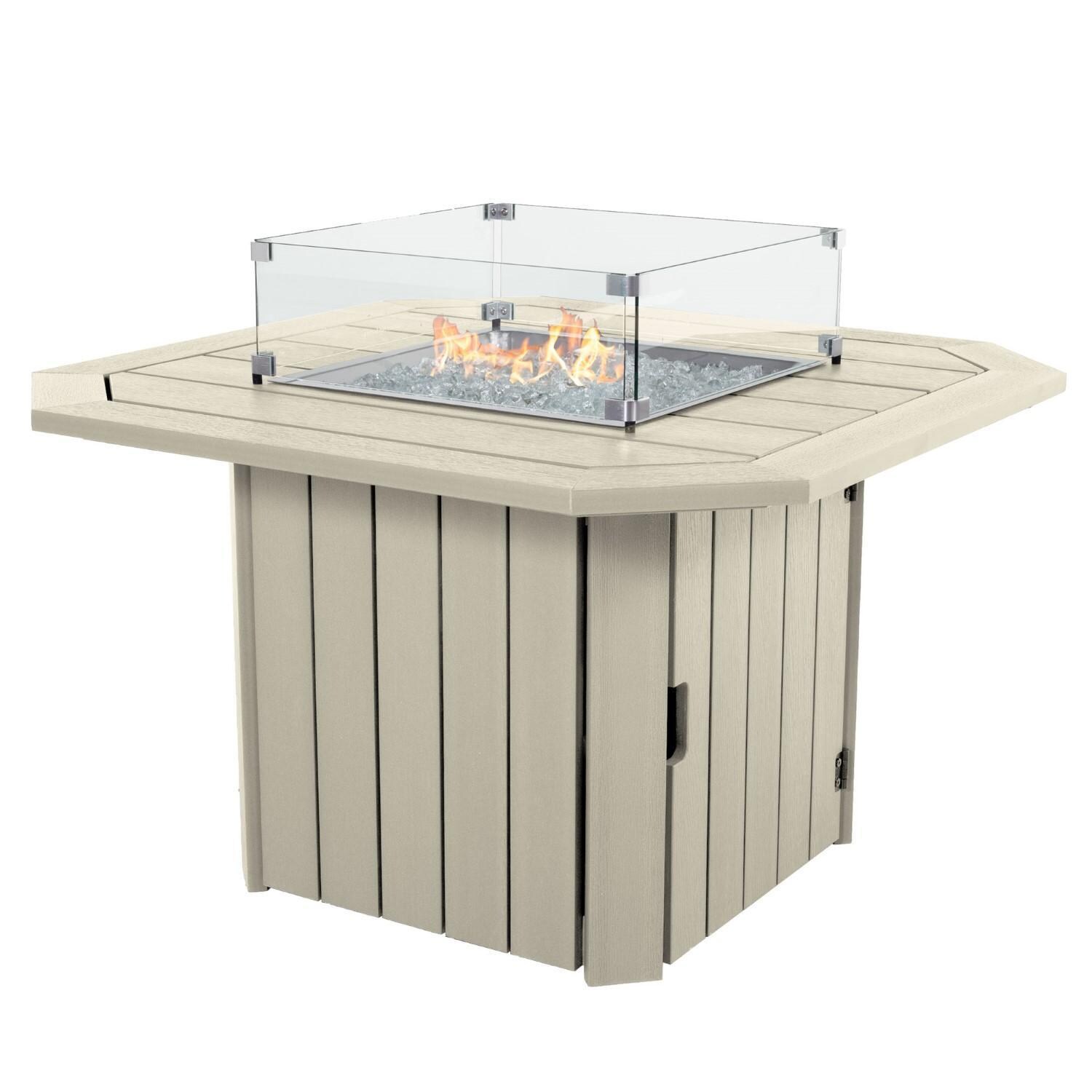 Harborview Octagonal Fire Pit Table in Whitewash by Lakeview Outdoor Designs - White Background thumbnail