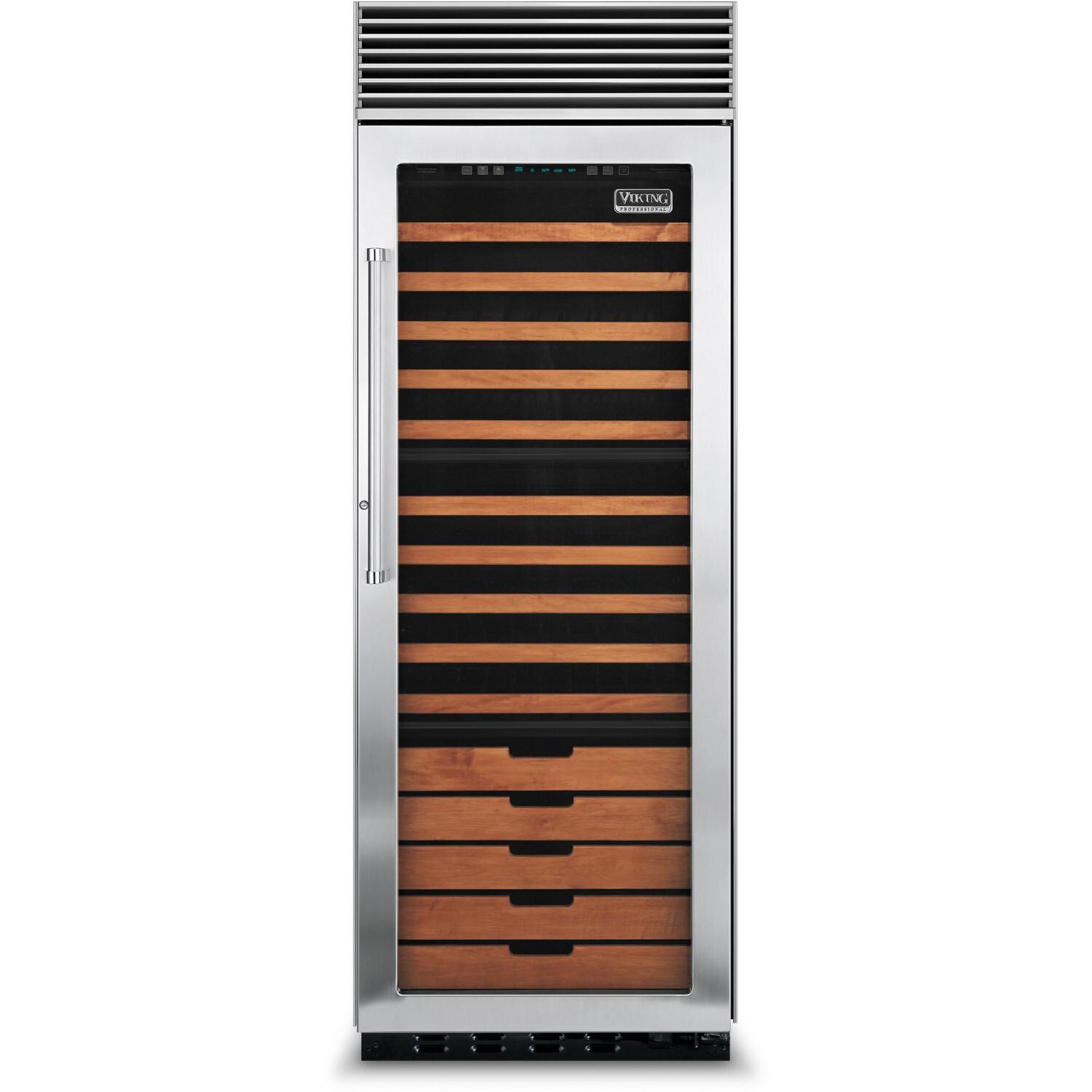 Viking Professional 30-Inch 150 Bottle Left Hinge Triple Zone Wine Cellar - Stainless Steel - VCWB301LSS image