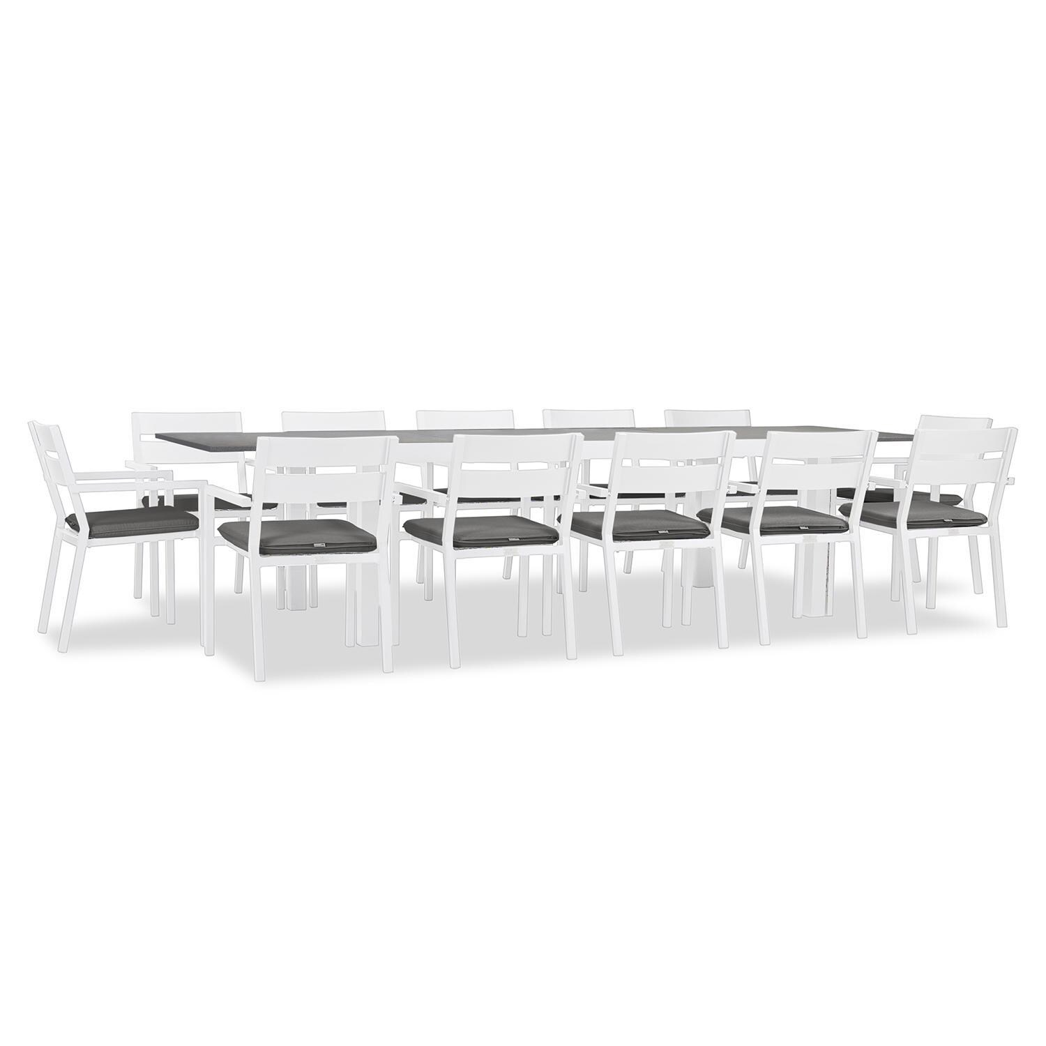 Calm Bay 13 Pc Extendable Dining Set in White/Canvas Charcoal by Lakeview - White Background 2 thumbnail