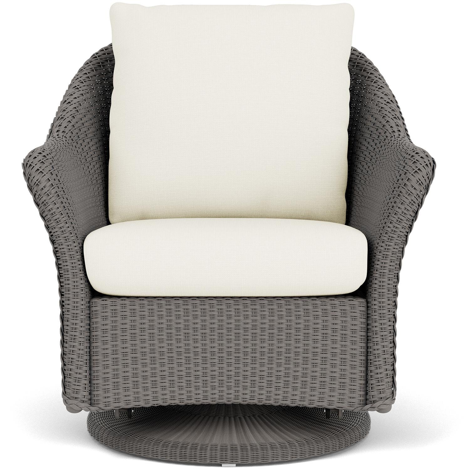 Lloyd Flanders Weekend Retreat Swivel Glider Lounge Chair in Pewter Finish W/ Sailcloth Salt Fabric thumbnail