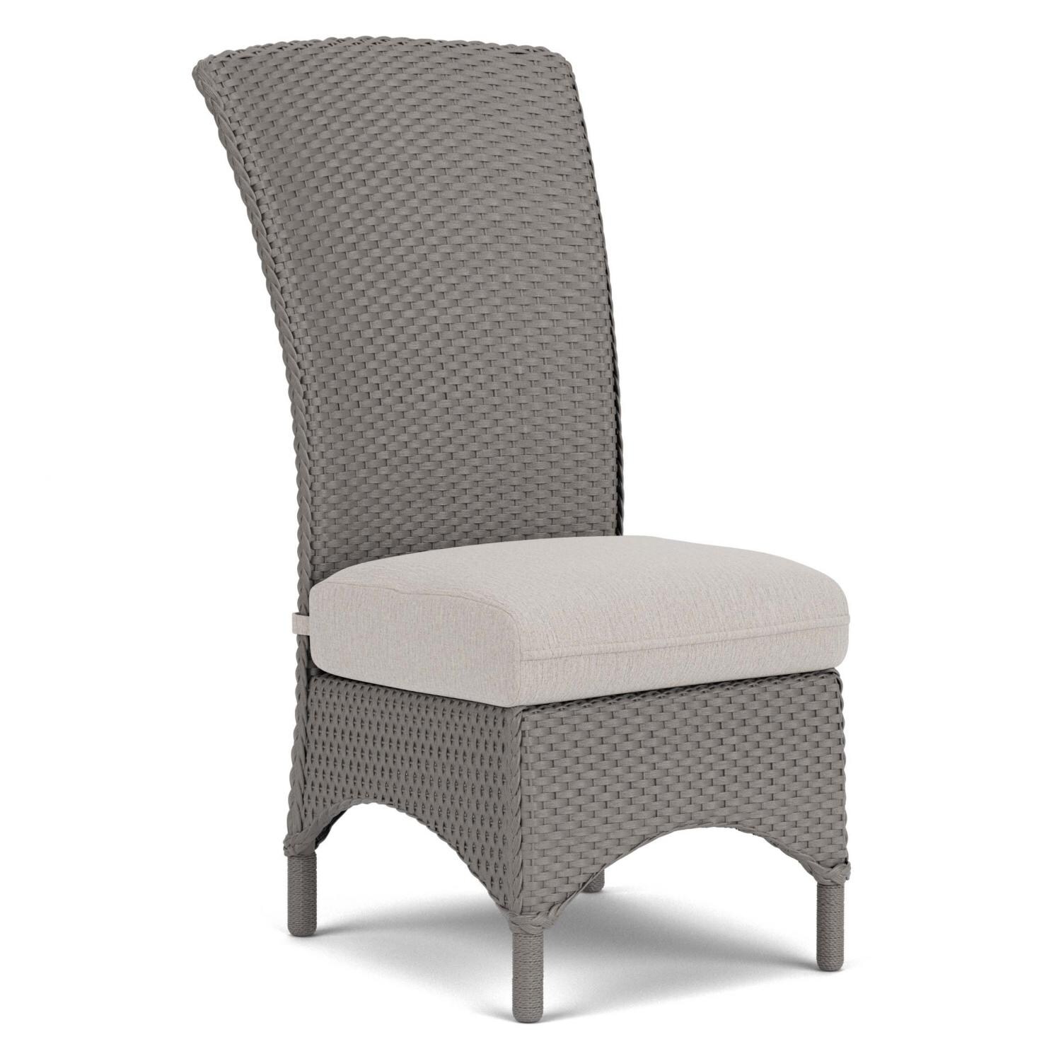 Lloyd Flanders Mandalay Armless Dining Chair in Pewter Finish with Sailcloth Salt Fabric - Angled thumbnail
