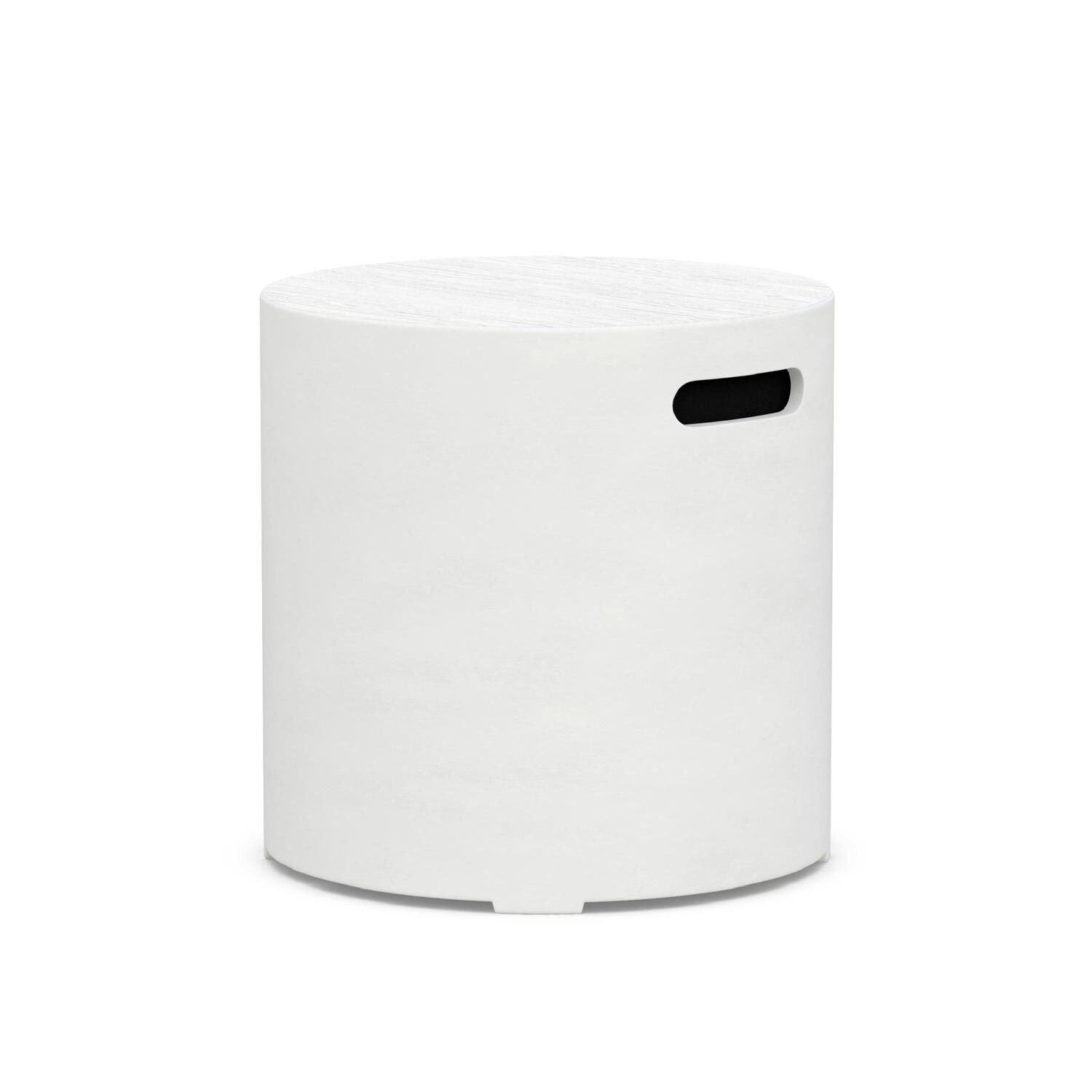 Azzurro Living Luna 41 Inch Propane Fire Table W/ Tank Cover in White - Tank Cover Angled - White Background thumbnail