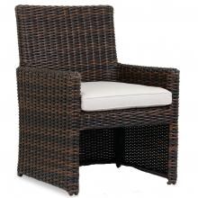 Montecito Wicker Patio Dining Arm Chair W/ Sunbrella Canvas Flax Cushion By Sunset West image