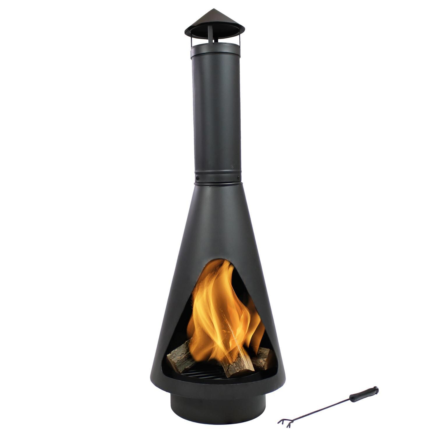 Ultimate Patio 56-Inch Steel Wood Burning Chiminea - In Use thumbnail